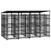  Outdoor Dog Kennel with Roof Steel 7.37 m²