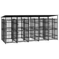  Outdoor Dog Kennel with Roof Steel 9.22 m²