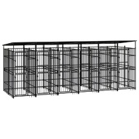  Outdoor Dog Kennel with Roof Steel 11.06 m²