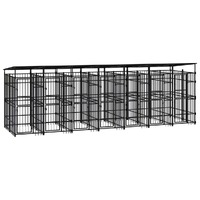  Outdoor Dog Kennel with Roof Steel 12.9 m²