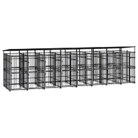 Outdoor Dog Kennel with Roof Steel 14.75 m²