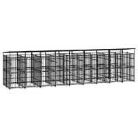  Outdoor Dog Kennel with Roof Steel 16.59 m²