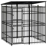  Outdoor Dog Kennel with Roof Steel 3.69 m²