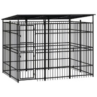  Outdoor Dog Kennel with Roof Steel 5.53 m²