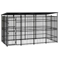  Outdoor Dog Kennel with Roof Steel 7.37 m²