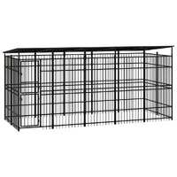  Outdoor Dog Kennel with Roof Steel 9.22 m²