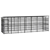  Outdoor Dog Kennel with Roof Steel 12.9 m²