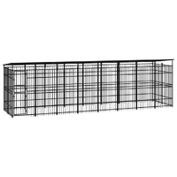  Outdoor Dog Kennel with Roof Steel 14.75 m²