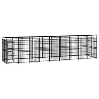  Outdoor Dog Kennel with Roof Steel 16.59 m²