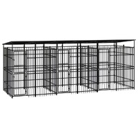  Outdoor Dog Kennel with Roof Steel 11.06 m²
