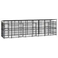  Outdoor Dog Kennel with Roof Steel 14.75 m²