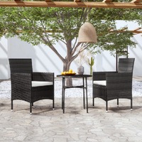  3 Piece Garden Dining Set Poly Rattan Black