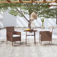  3 Piece Garden Dining Set Poly Rattan Brown
