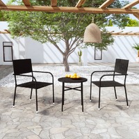  3 Piece Garden Dining Set Poly Rattan Black