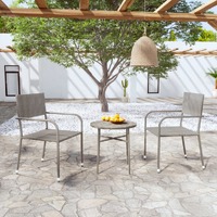  3 Piece Garden Dining Set Poly Rattan Grey