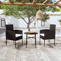  3 Piece Garden Dining Set Poly Rattan Black
