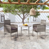  3 Piece Garden Dining Set Poly Rattan Anthracite