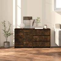  2 Piece Sideboard Smoked Oak Engineered Wood