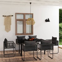  7 Piece Garden Dining Set Black