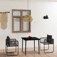  3 Piece Garden Dining Set Black