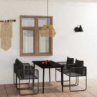  5 Piece Garden Dining Set Black