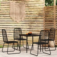  5 Piece Garden Dining Set Black