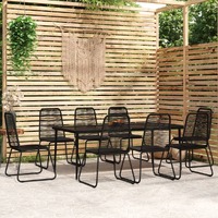  9 Piece Garden Dining Set Black