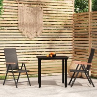  3 Piece Garden Dining Set Black