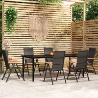  7 Piece Garden Dining Set Black