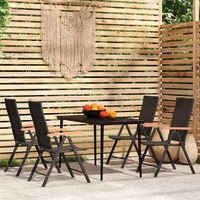  5 Piece Garden Dining Set Black