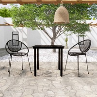  3 Piece Garden Dining Set Black