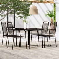  5 Piece Garden Dining Set Black