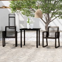 3 Piece Garden Dining Set Black