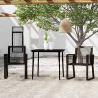  3 Piece Garden Dining Set Black