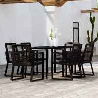  7 Piece Garden Dining Set Black