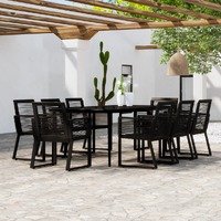  9 Piece Garden Dining Set Black