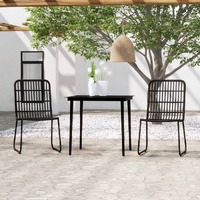  3 Piece Garden Dining Set Black