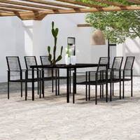  7 Piece Garden Dining Set Black