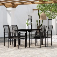  7 Piece Garden Dining Set Black