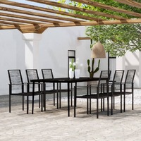  7 Piece Garden Dining Set Black