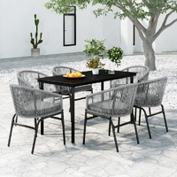  7 Piece Garden Dining Set Grey