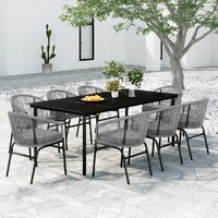  9 Piece Garden Dining Set Grey