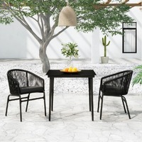  3 Piece Garden Dining Set Black