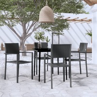  5 Piece Garden Dining Set Black