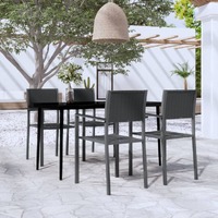  5 Piece Garden Dining Set Black