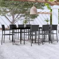  9 Piece Garden Dining Set Black