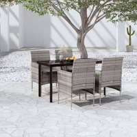  5 Piece Garden Dining Set with Cushions Grey and Black
