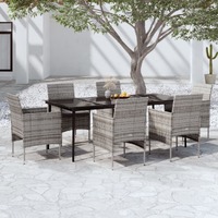  7 Piece Garden Dining Set with Cushions Grey and Black