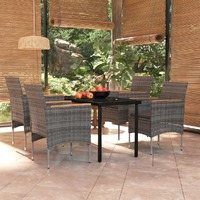  5 Piece Outdoor Dining Set with Cushions Grey and Black