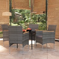  5 Piece Outdoor Dining Set with Cushions Grey and Black